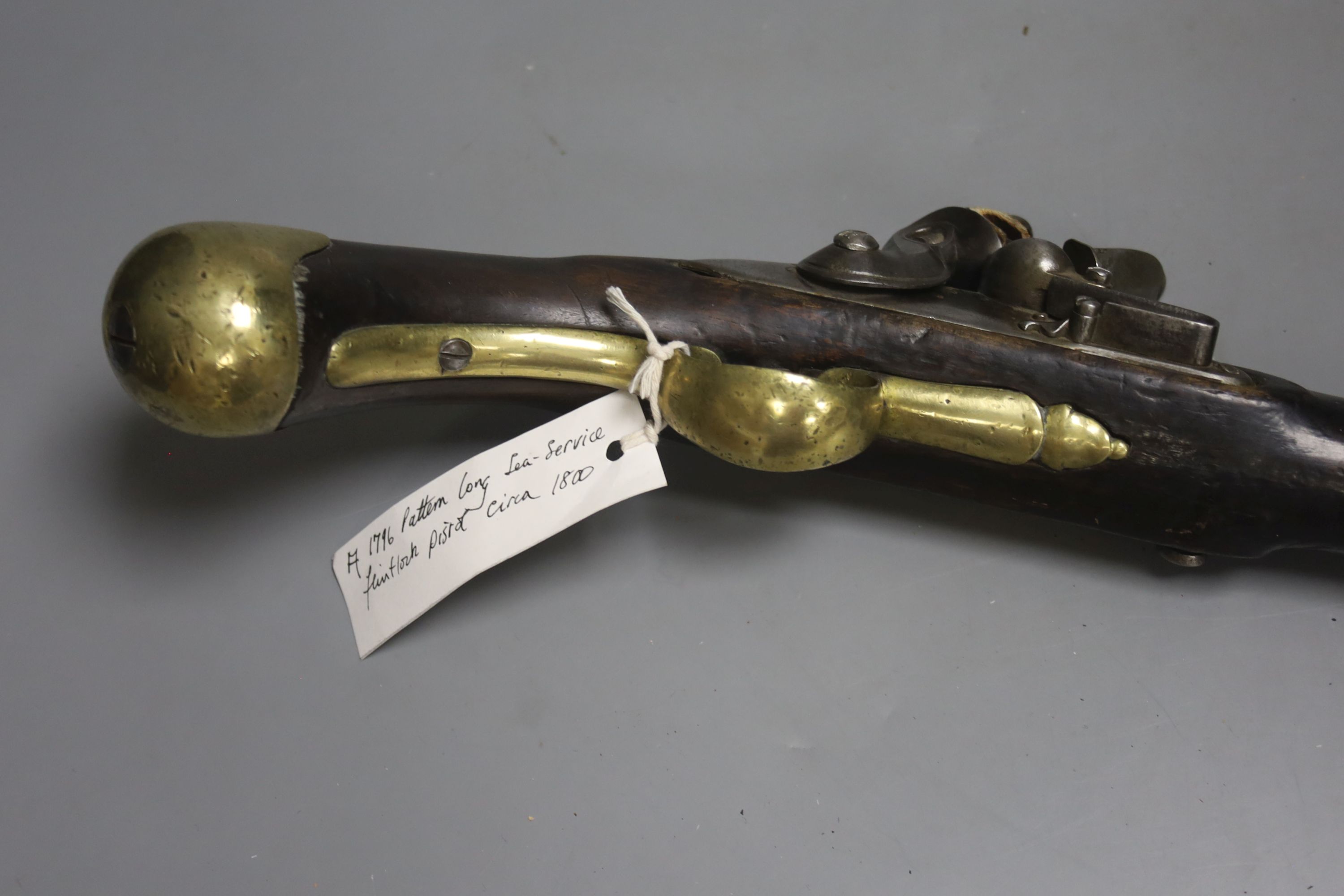 A 1796 pattern long Sea Service flintlock pistol, circa 1800, length 57cm